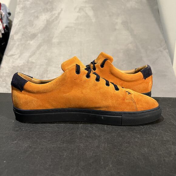 AZZUL Shoes Mens Size 13 Orange Suede Black Handmade Portugal Casual Low Top main image 4